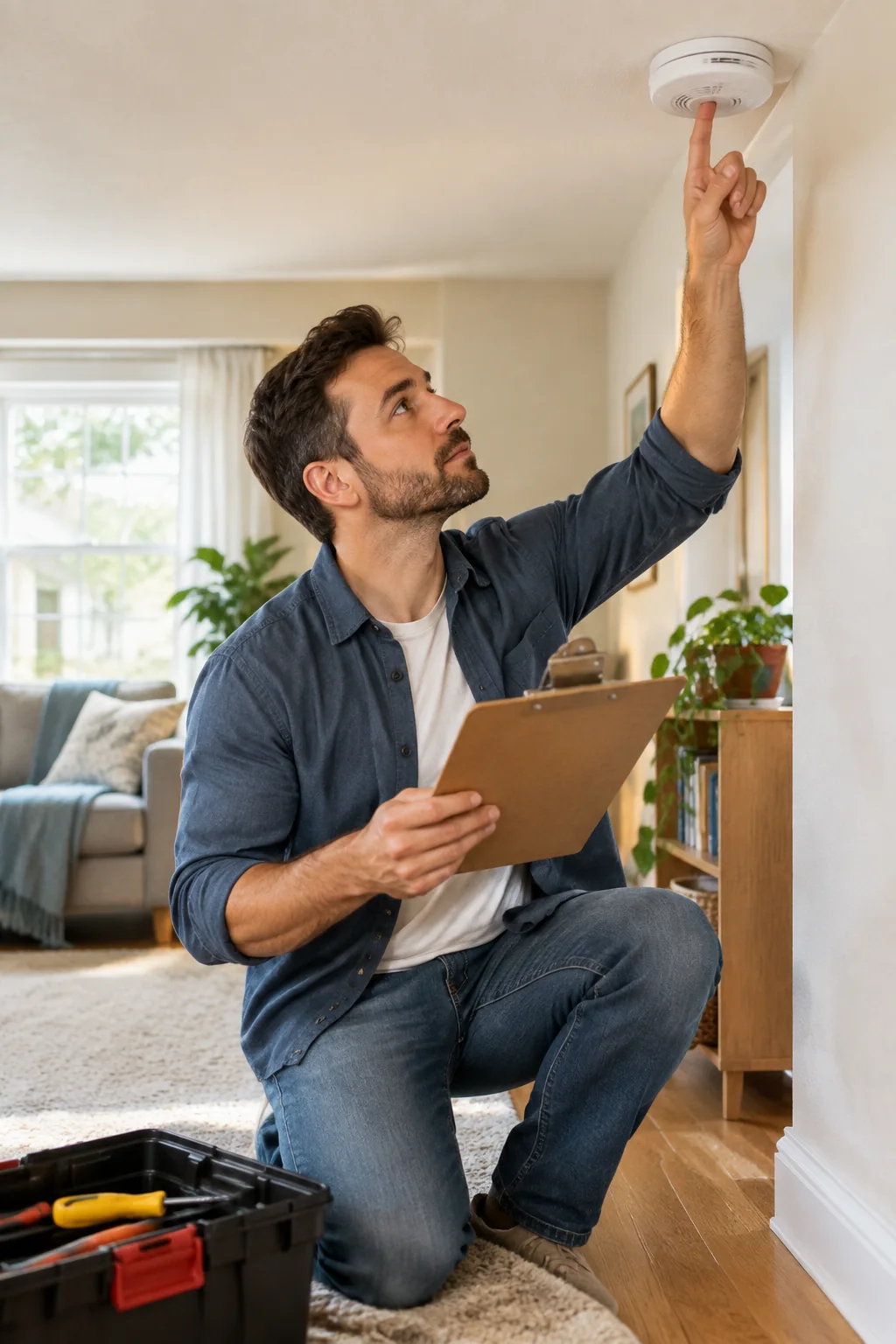 a home maintenance organizer in a lived-in home and garden scene