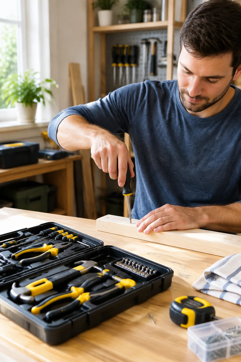 a compact home tool kit arranged for a practical tools buying guide