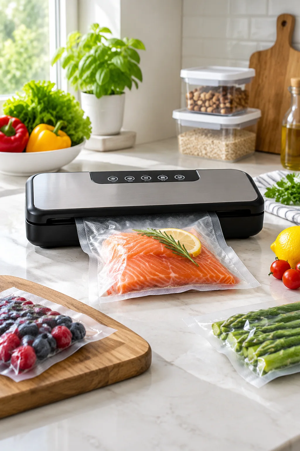 a Bonsenkitchen vacuum sealer in a realistic everyday product scene