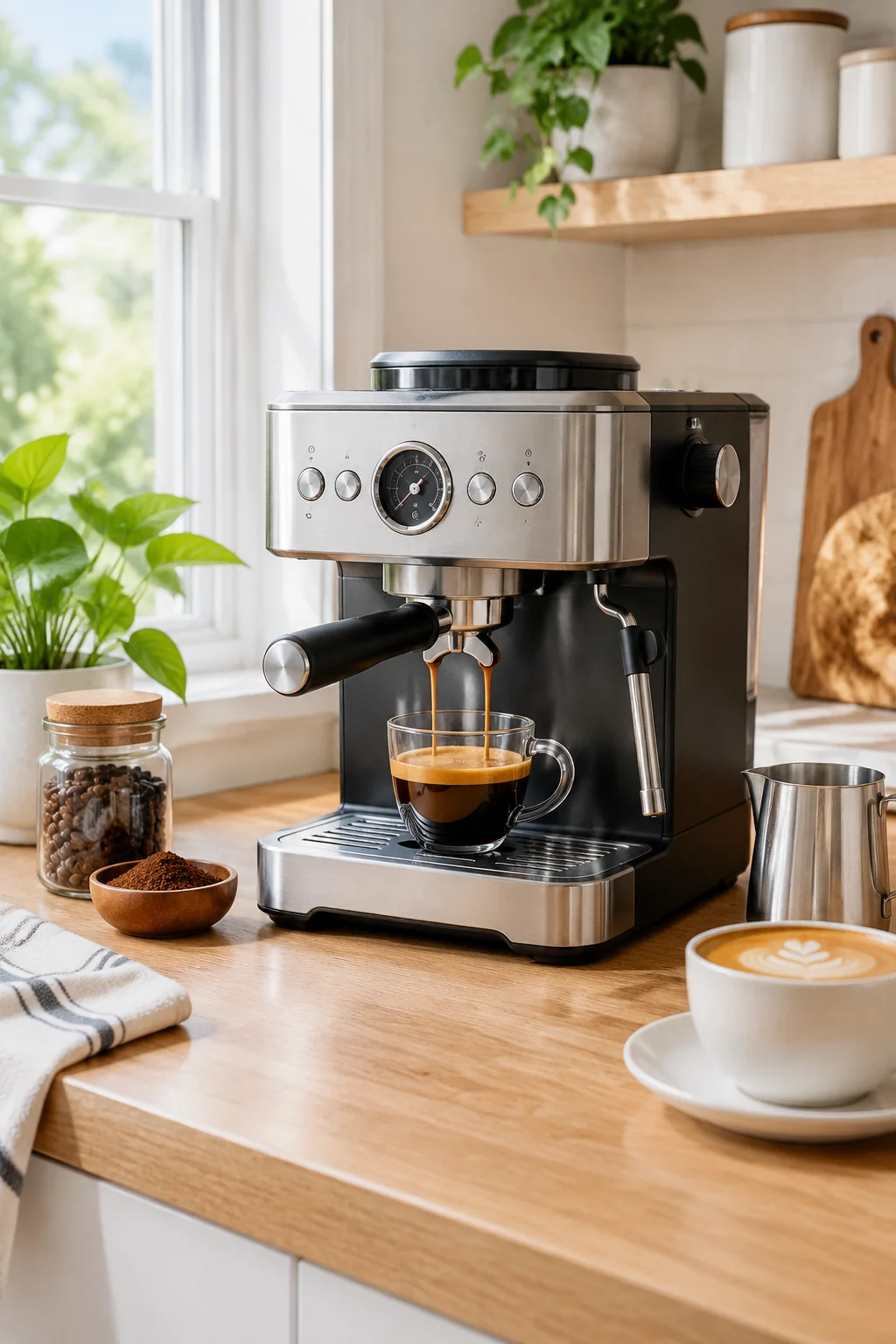 the Casabrews 3700 coffee machine in a realistic everyday product scene