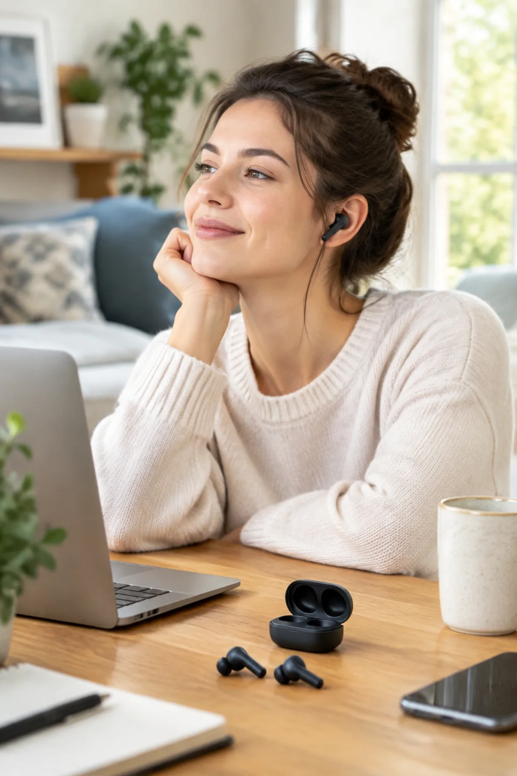 EarFun Air Pro 4 earbuds in a realistic everyday product scene