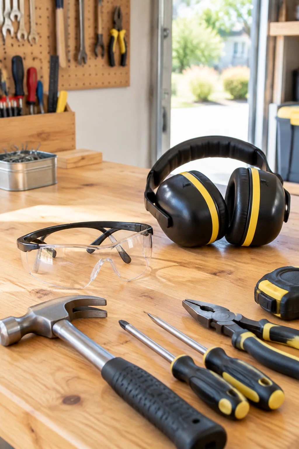 workshop hearing and eye protection arranged for a practical equipment buying guide