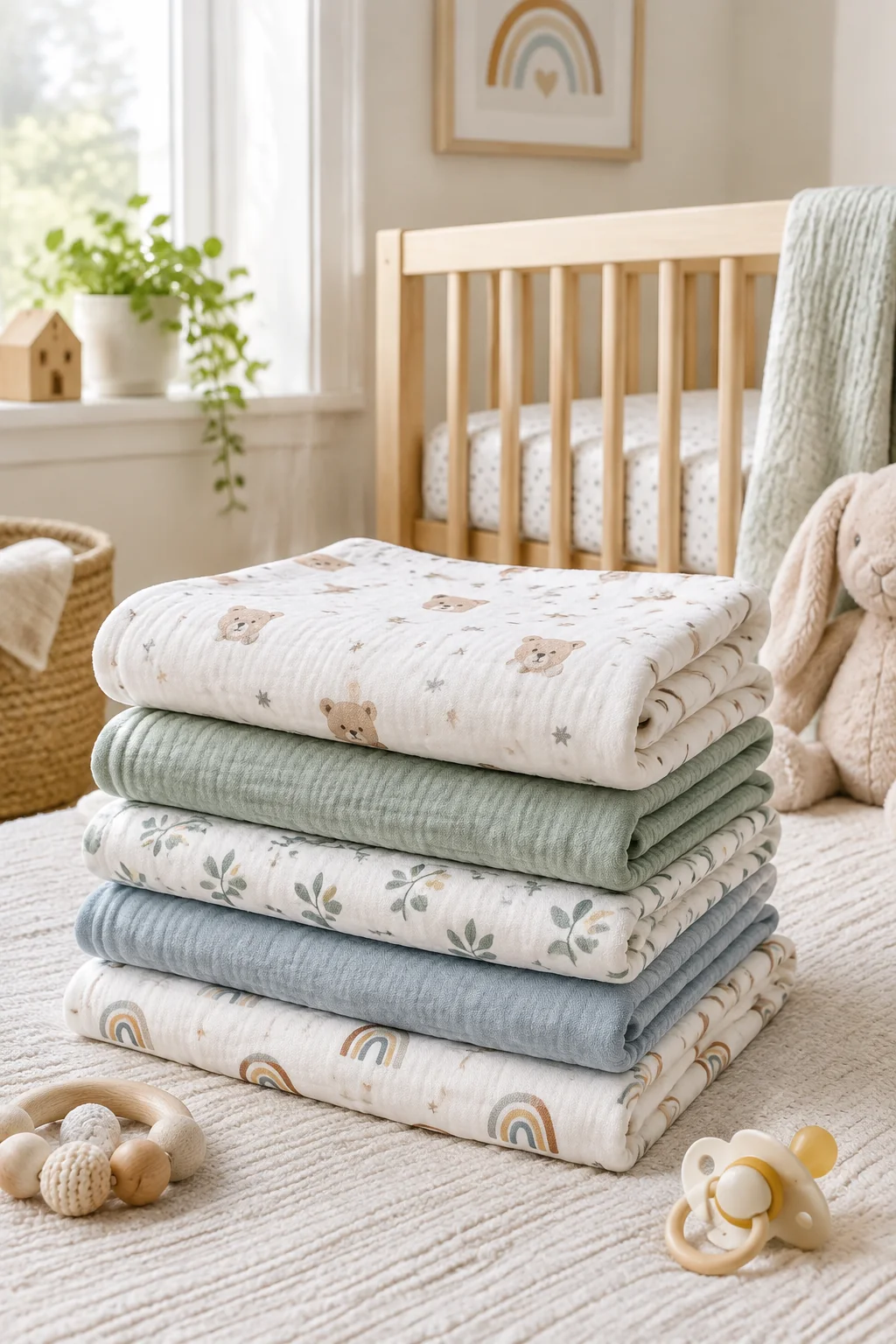 Momcozy swaddles in a realistic everyday product scene