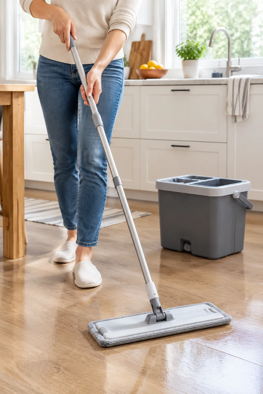 a compact mop system in a lived-in home and garden scene