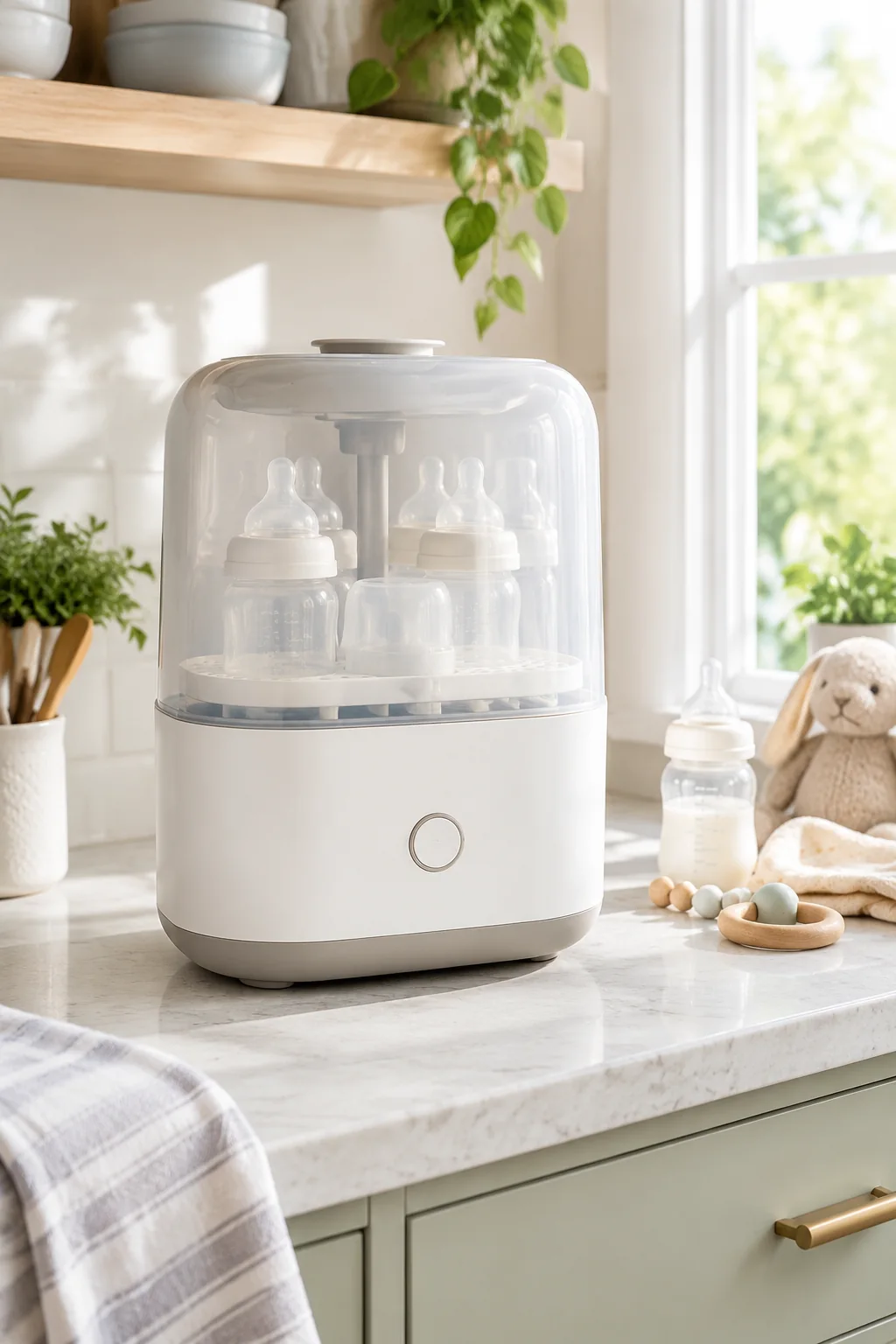 a Papablic bottle sterilizer in a realistic everyday product scene