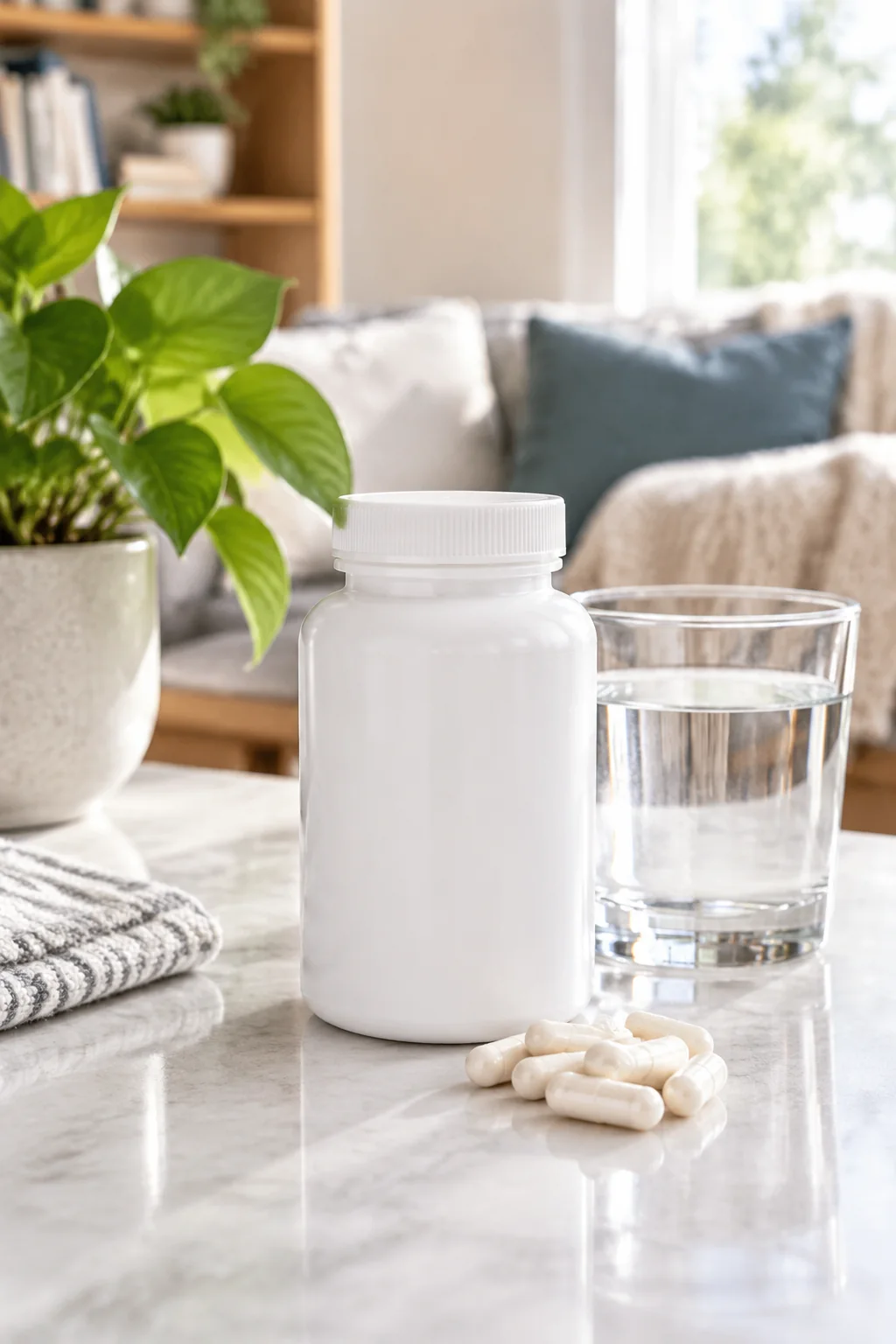 a VEV magnesium complex supplement in a realistic everyday product scene