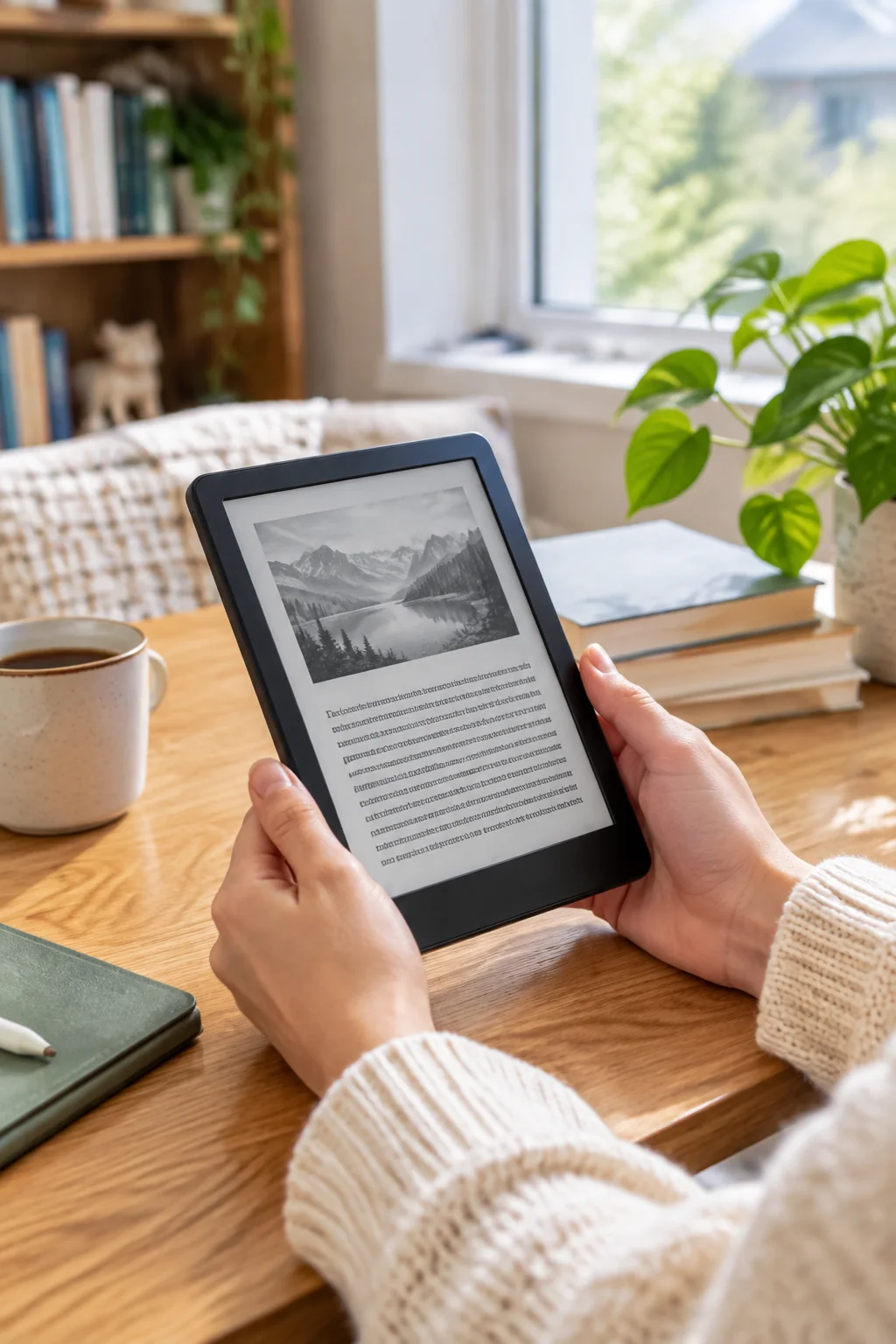 the Xteink X3 e-reader in a realistic everyday product scene