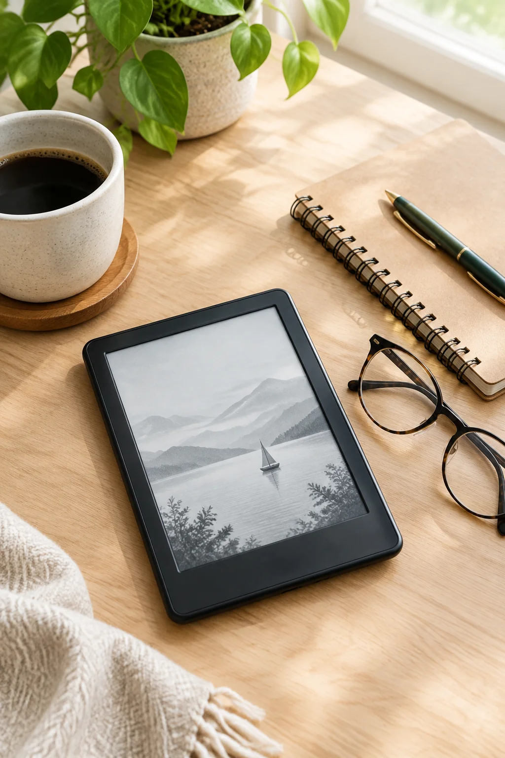 the Xteink X4 Pro e-reader in a realistic everyday product scene